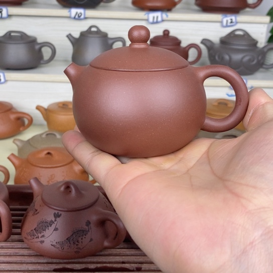 紫砂茶壶风釉羊角山紫泥西施壶刻绘款