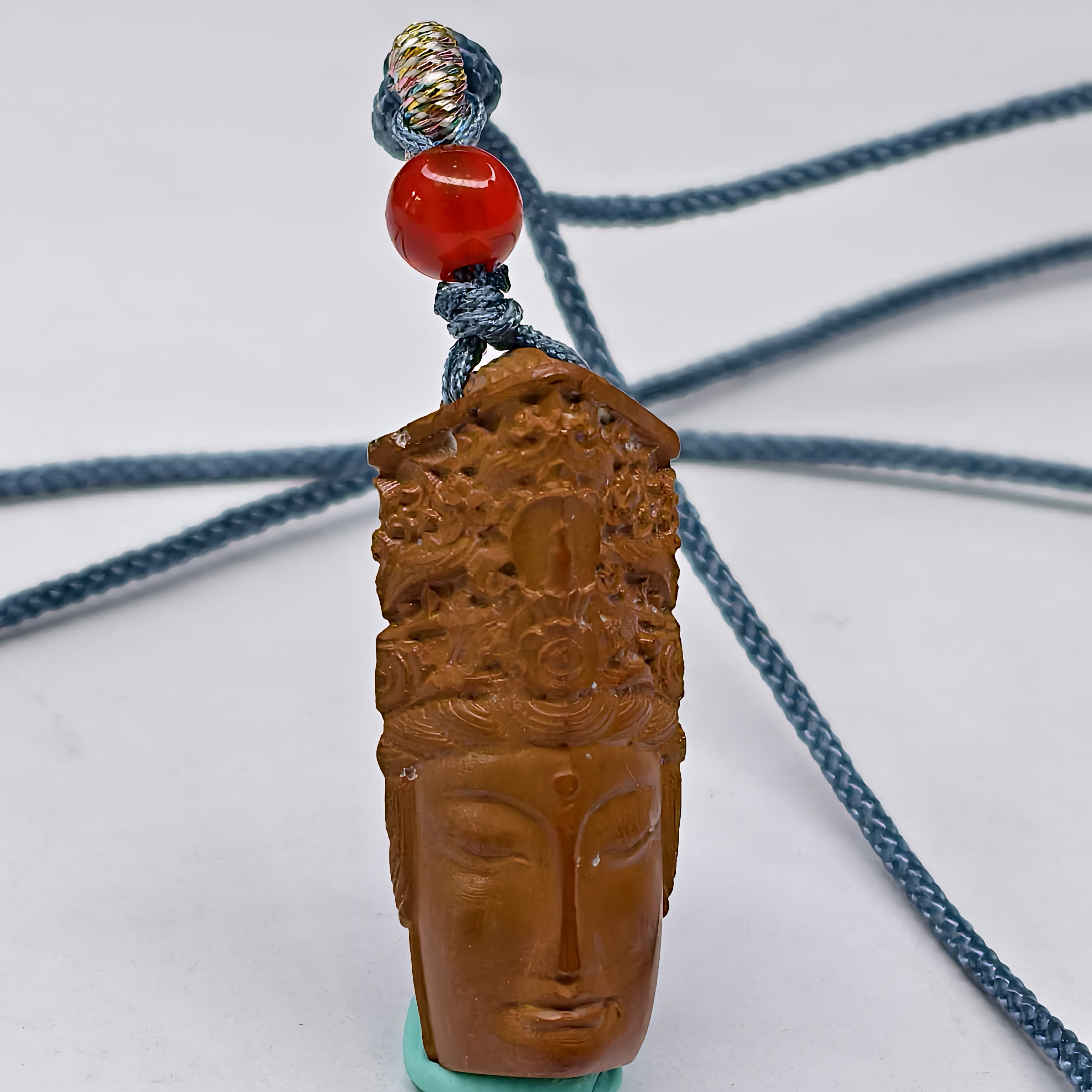 姚家坡雕刻件绿松石吊坠项链立体观音造型设计款精工雕刻