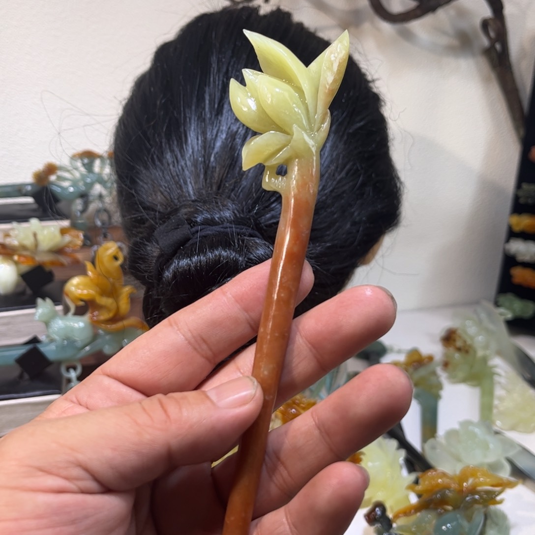 蛇纹石玉发簪合金