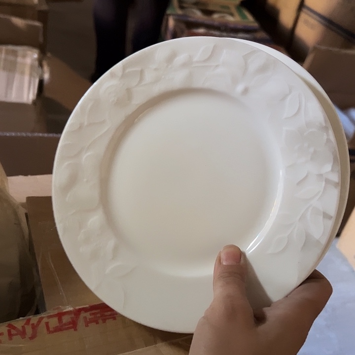 国营尾货骨瓷玉兰盘一对20