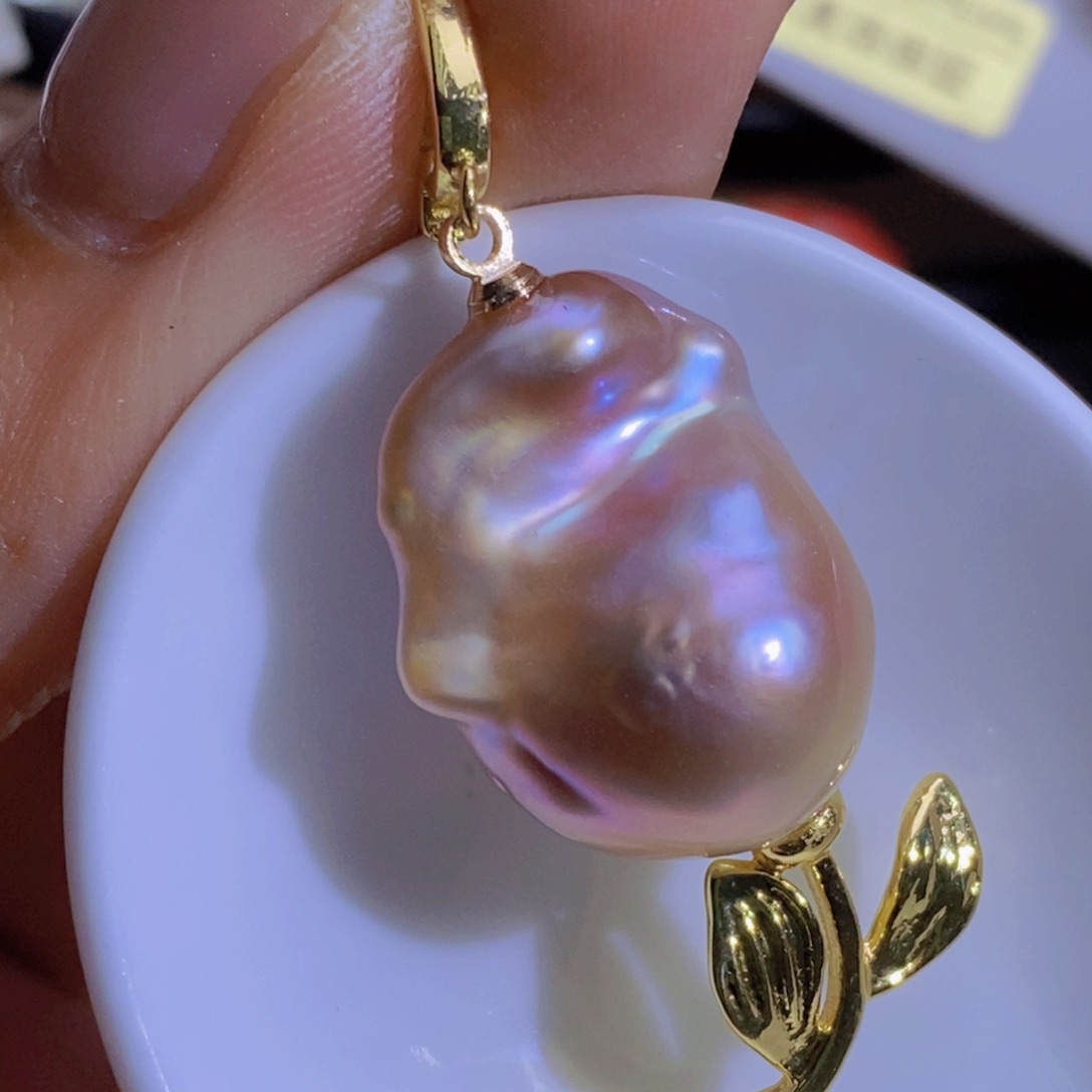 银S925镶嵌淡水珍珠微瑕