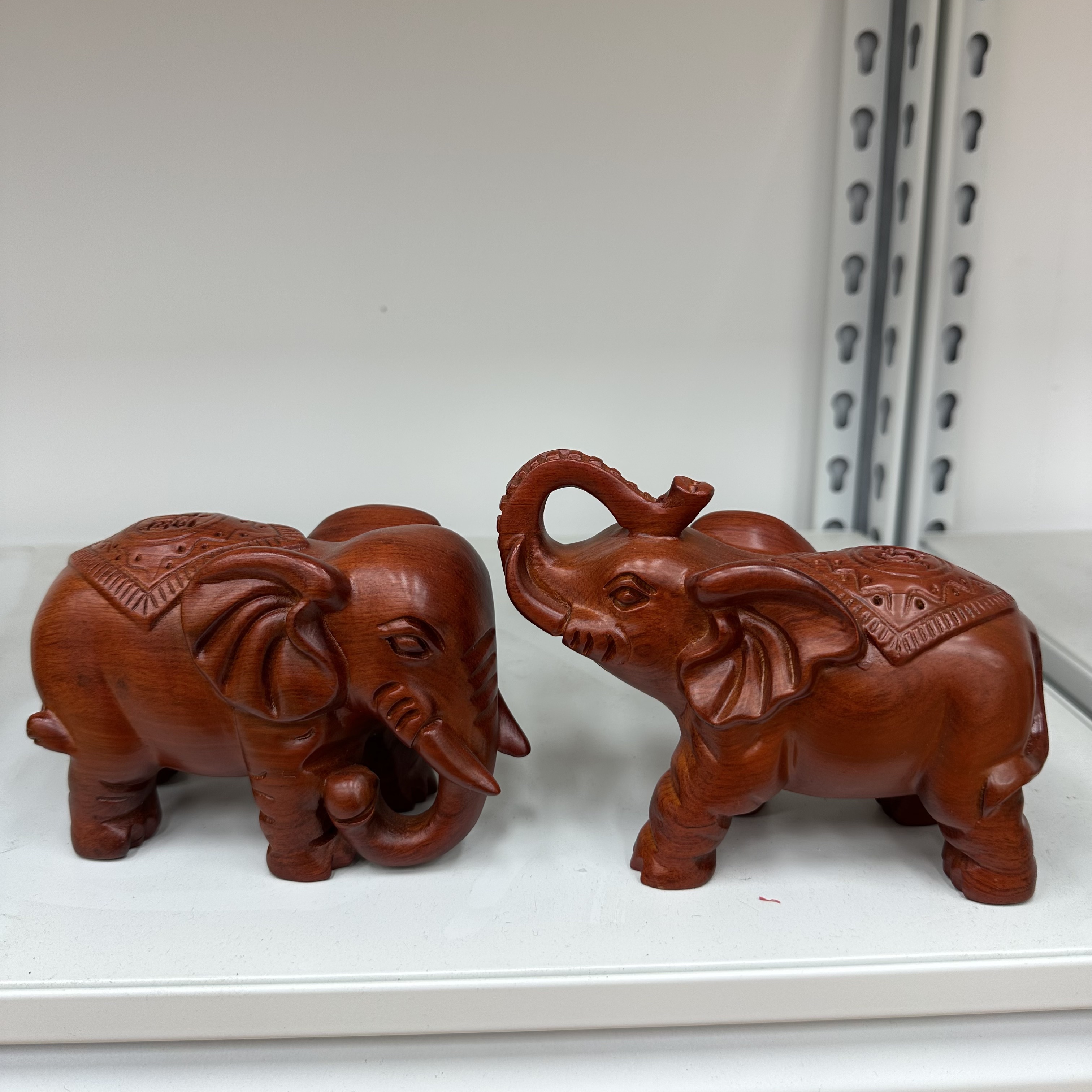 十二【花梨木雕象一对】长15宽7高10cm（孤品摆件 介意微瑕勿拍）