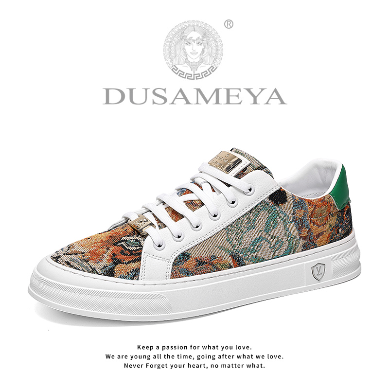 DUSAMEYA/杜莎米娅秋季新款刺绣百搭透气打孔软底软面低帮潮流鞋