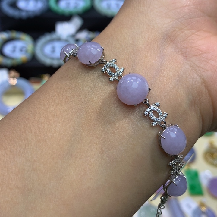 翡翠手链银S925镶嵌翡翠