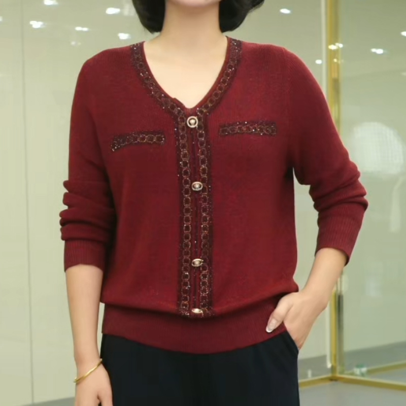 2268金丝宽松显瘦长袖V领小衫4