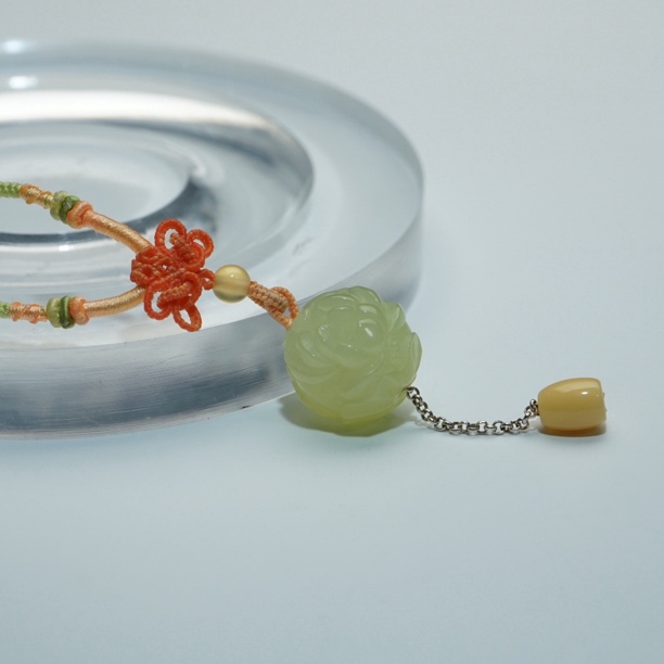 【澜珏珠宝】缅绿荷花珠高冰设计师款好运连连吊坠女款锁骨链挂件