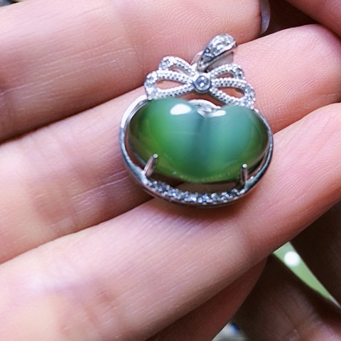 和田玉银S925镶嵌挂件