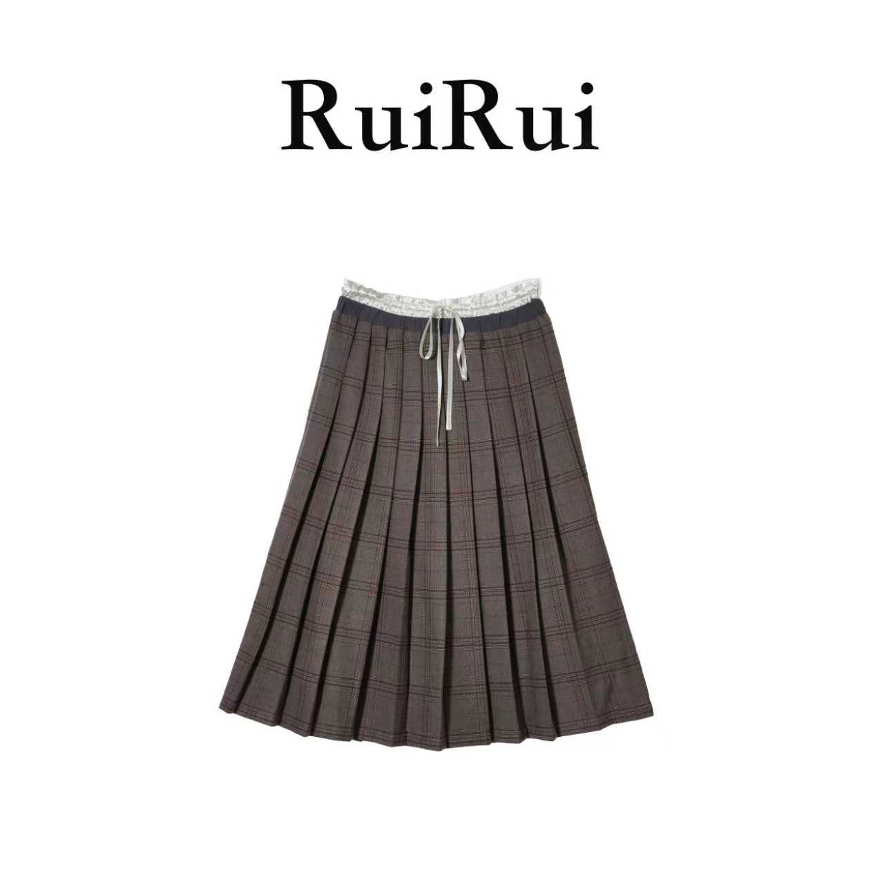 RUIRUI瑞25ss秋冬新款压褶格纹百搭高质感半身裙BSQ1501R