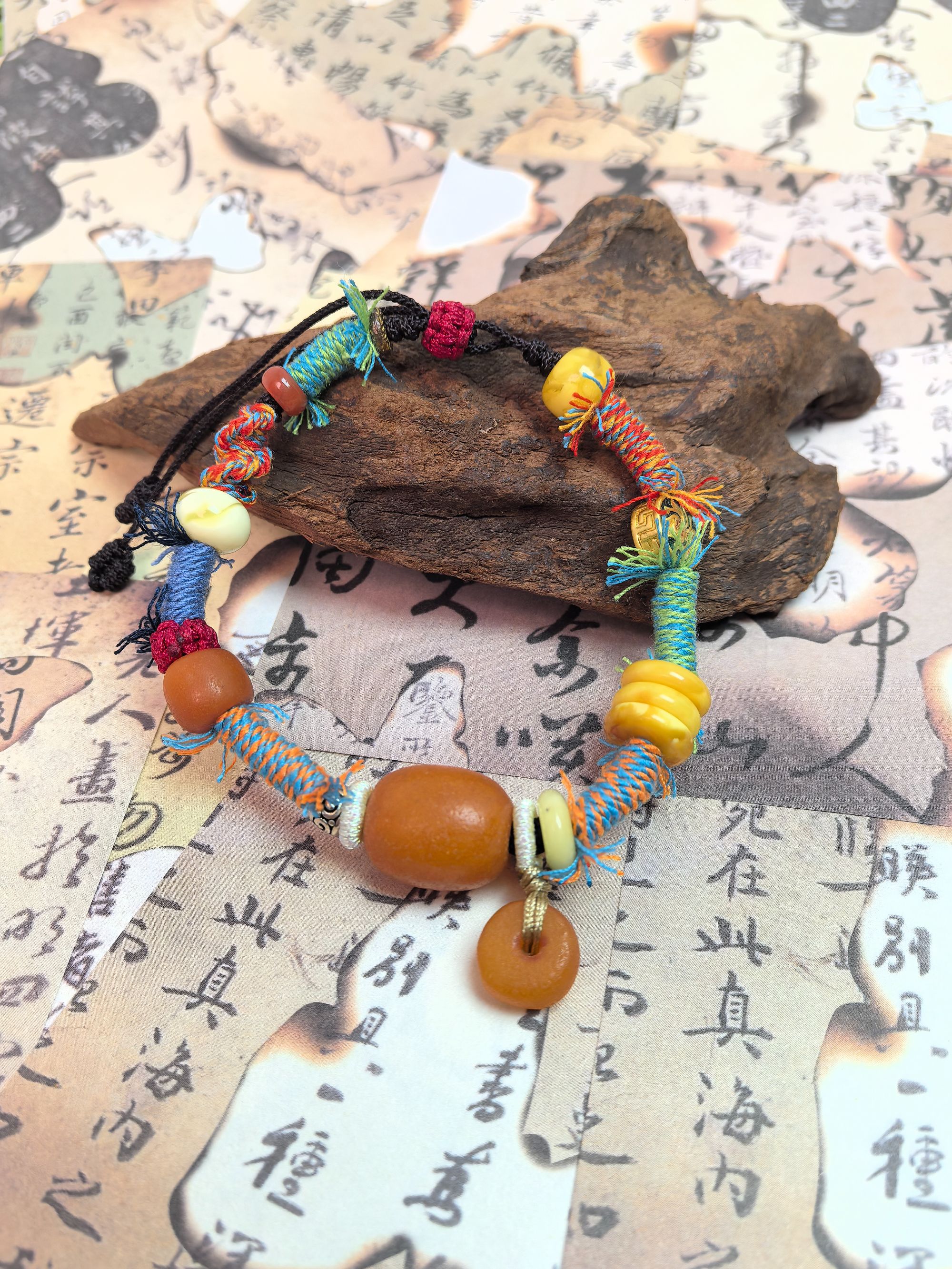 【蜜语】原矿天然 橘皮 枣珠枣珠 精品气质设计款手工编绳