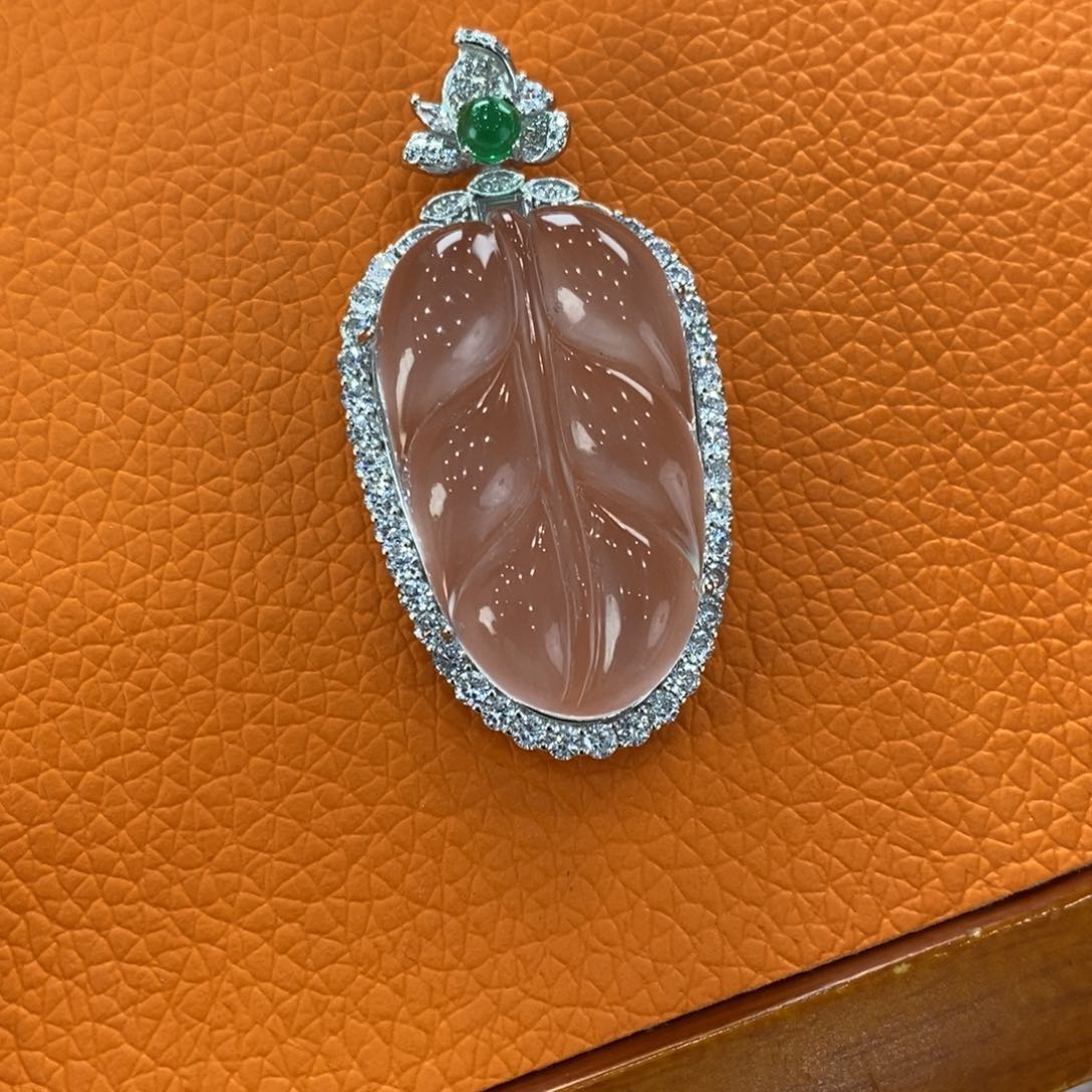 石英质玉吊坠(不含链)银S925镶嵌小*鬼