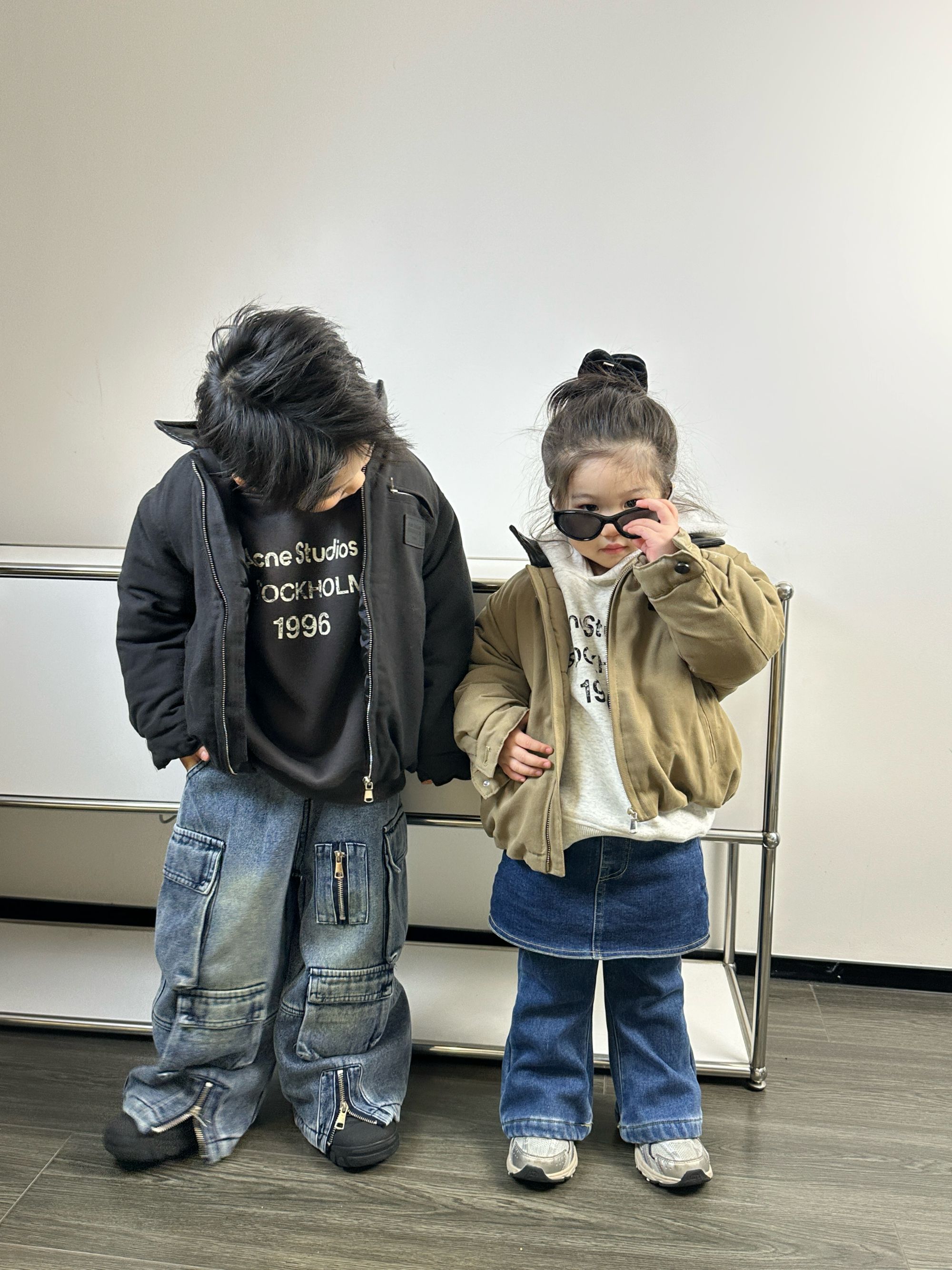 2025冬季新品儿童加厚韩版纯色拼接翻领拉链夹克外套潮