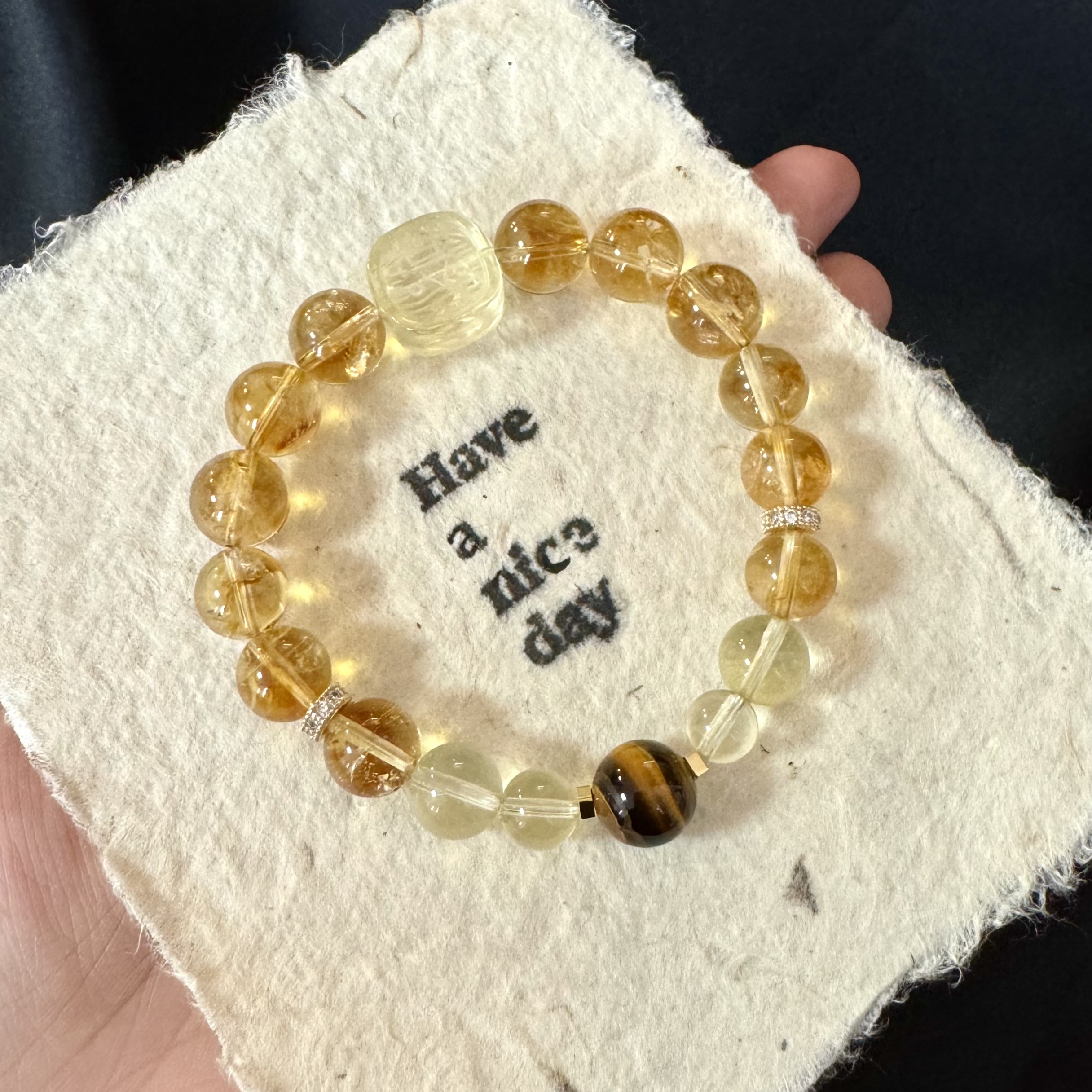 【日进斗金】黄塔金柠檬金虎眼石扎基拉姆搞米全能水晶手串
