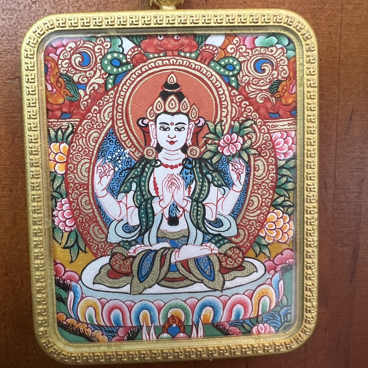 热贡手绘唐卡——四臂观音