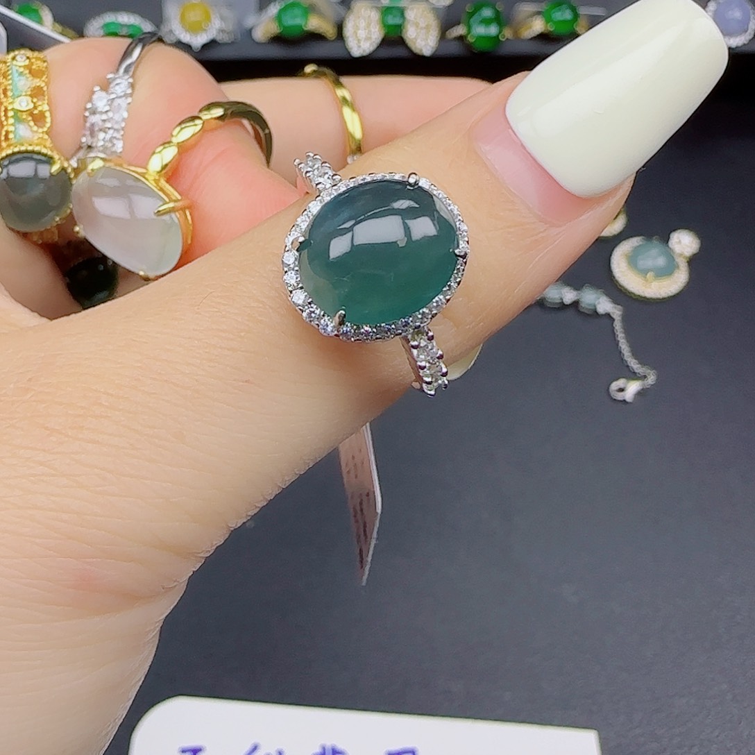 翡翠戒指银S925镶嵌1111111