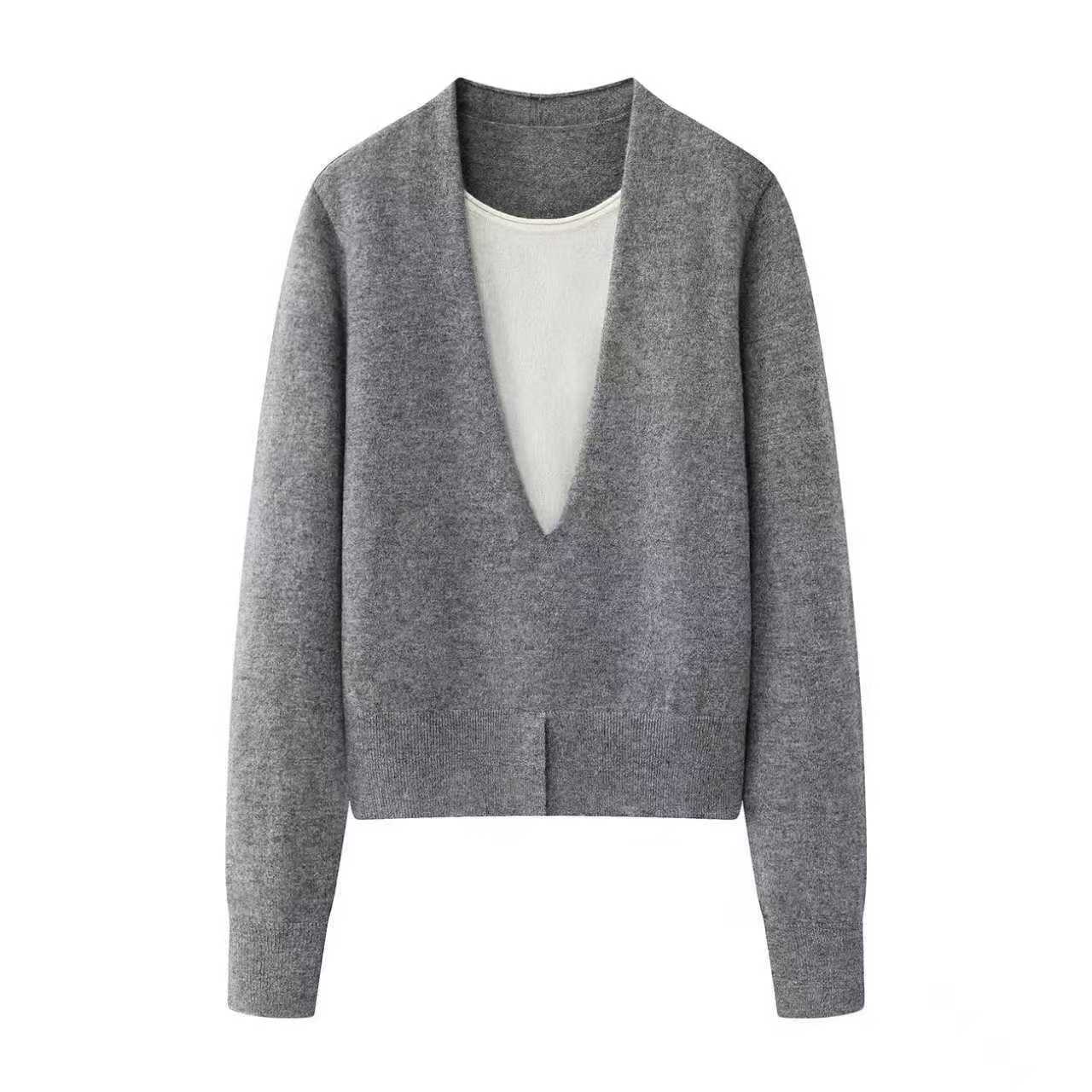 艾家秋冬2025冬季新款百搭宽松显瘦假两件长袖针织衫毛衣4152