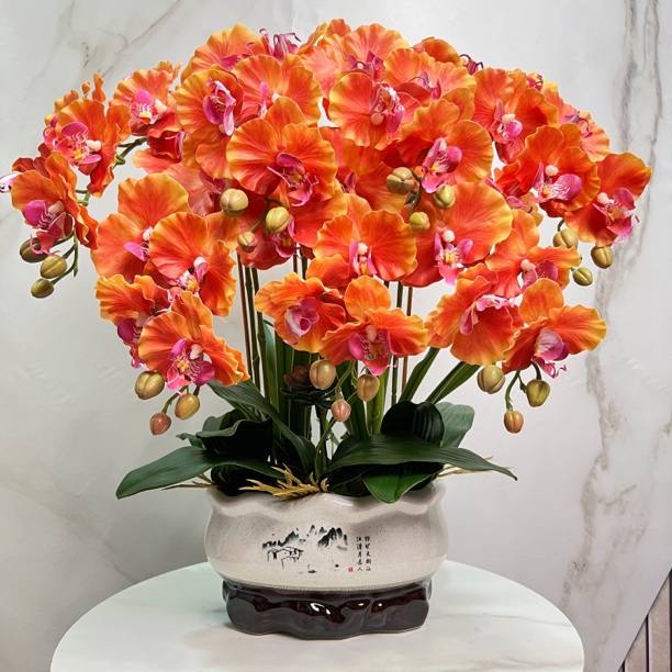 新款大支高档仿真花手感保湿蝴蝶兰浪漫中号客厅公司花艺摆件
