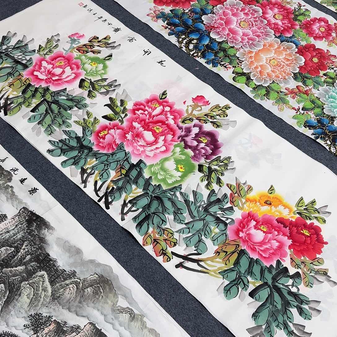 国画尺寸70X180手绘作品 