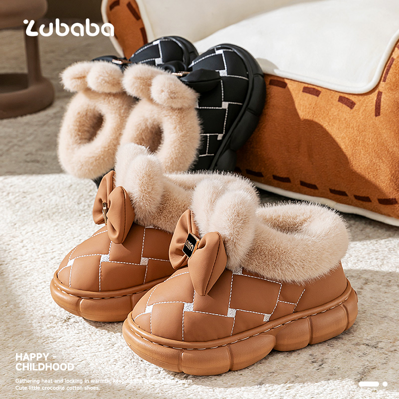 儿童棉鞋2025新款包跟蝴蝶结厚底防水防滑保暖居家冬季外穿棉鞋
