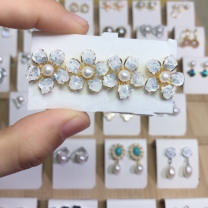 淡水珍珠耳饰银S925镶嵌