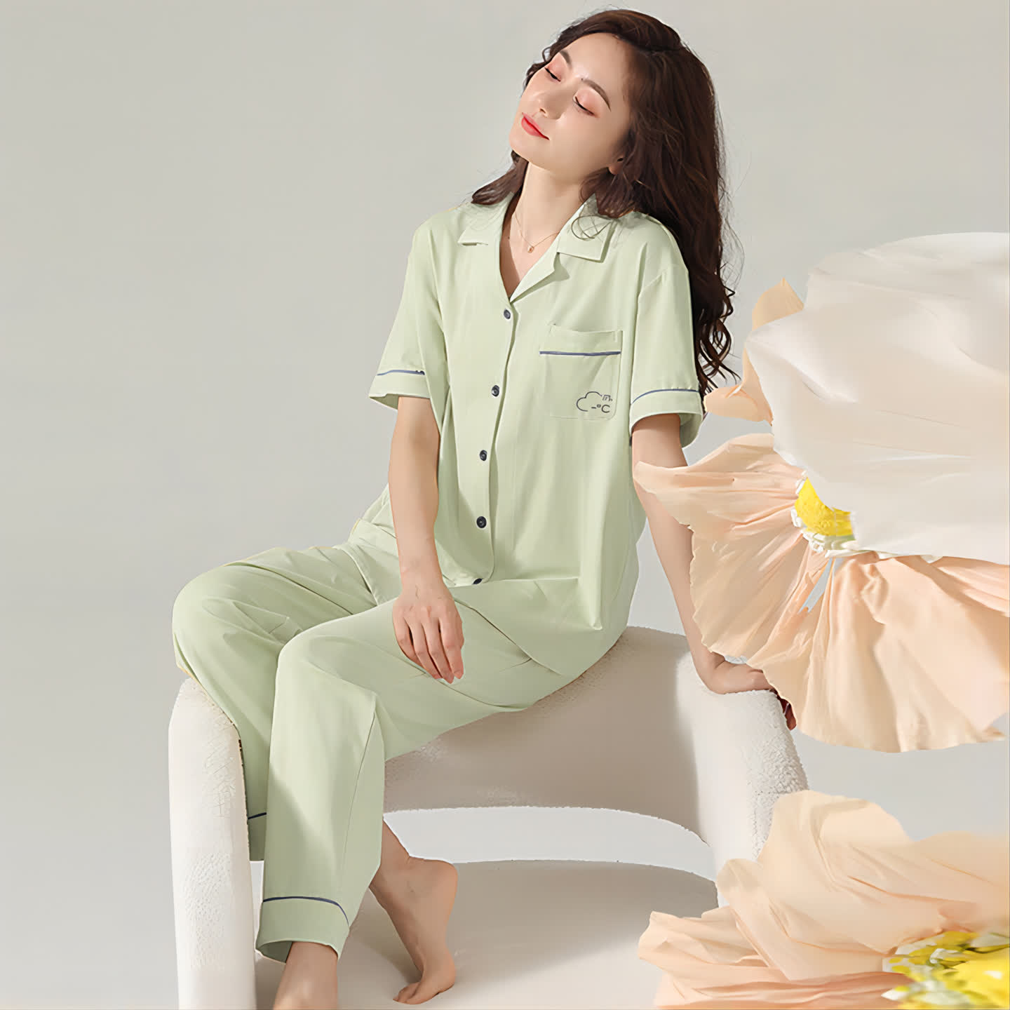 100%纯棉睡衣【线下实体门店品质】2025夏季粉丝回馈+翻领短袖长裤