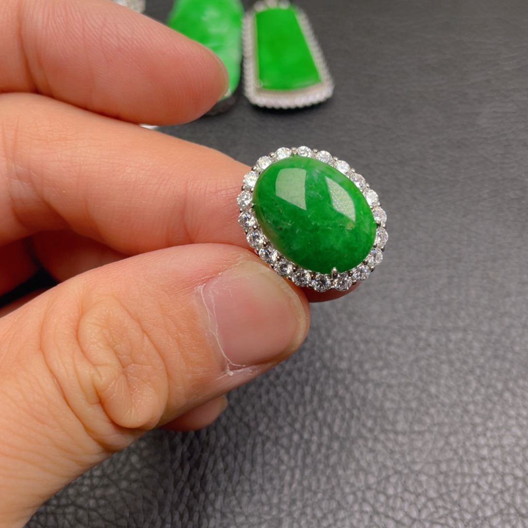 翡翠银S925镶嵌吊坠(不含链)