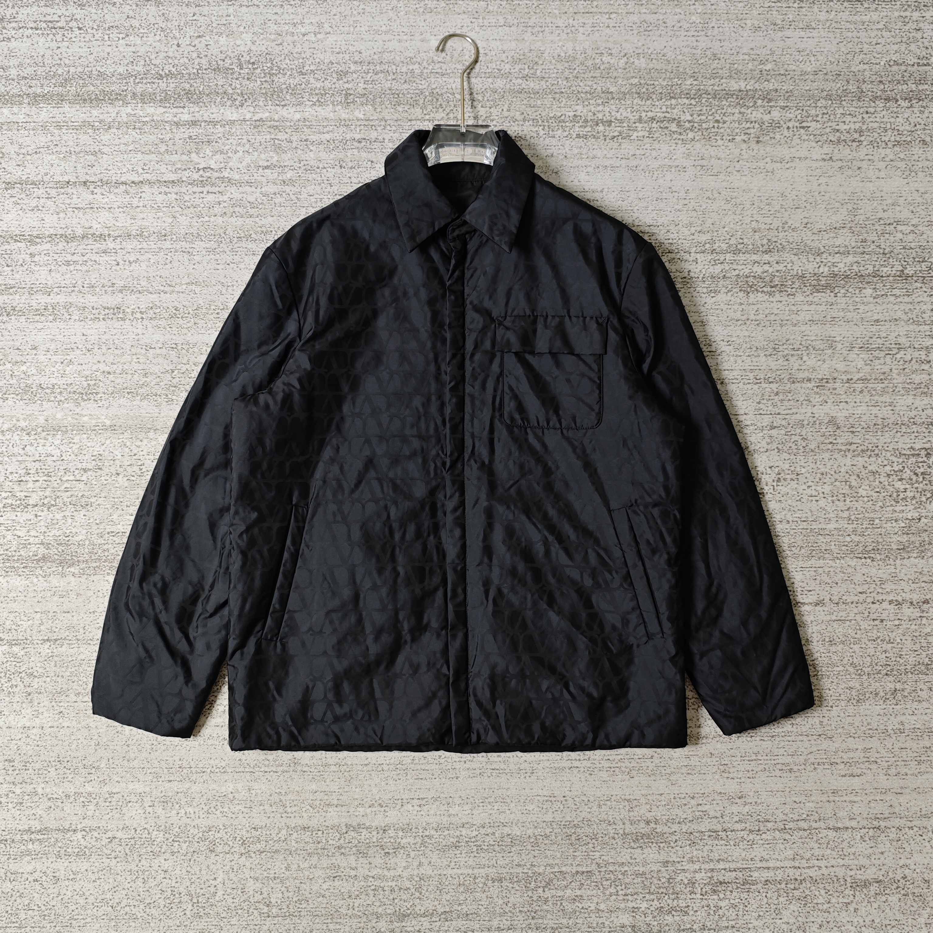99新 Valentino/华伦天奴 纯色双面穿薄棉翻领夹克外套/44码＃1714