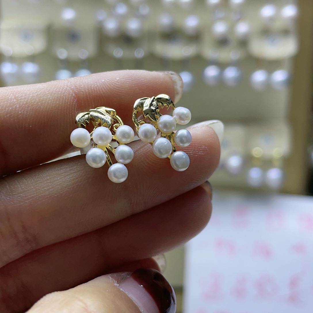 淡水珍珠耳饰银S925镶嵌