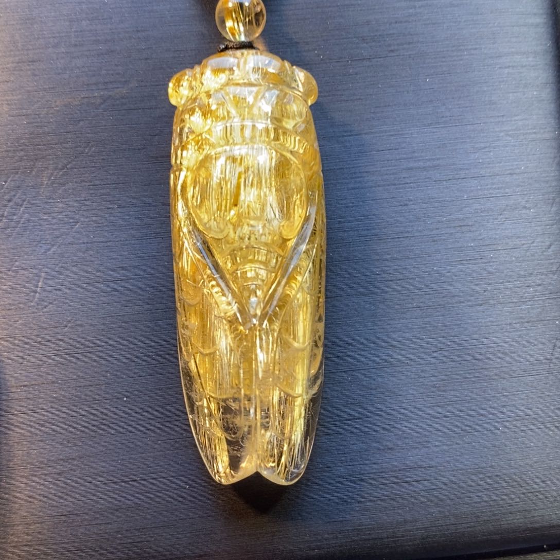 水晶颈饰未镶嵌天然金发知了吊坠