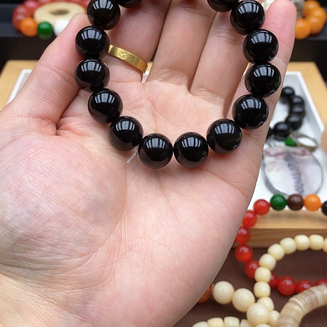 鹿骨手串/手链14mm黑驴蹄骨串