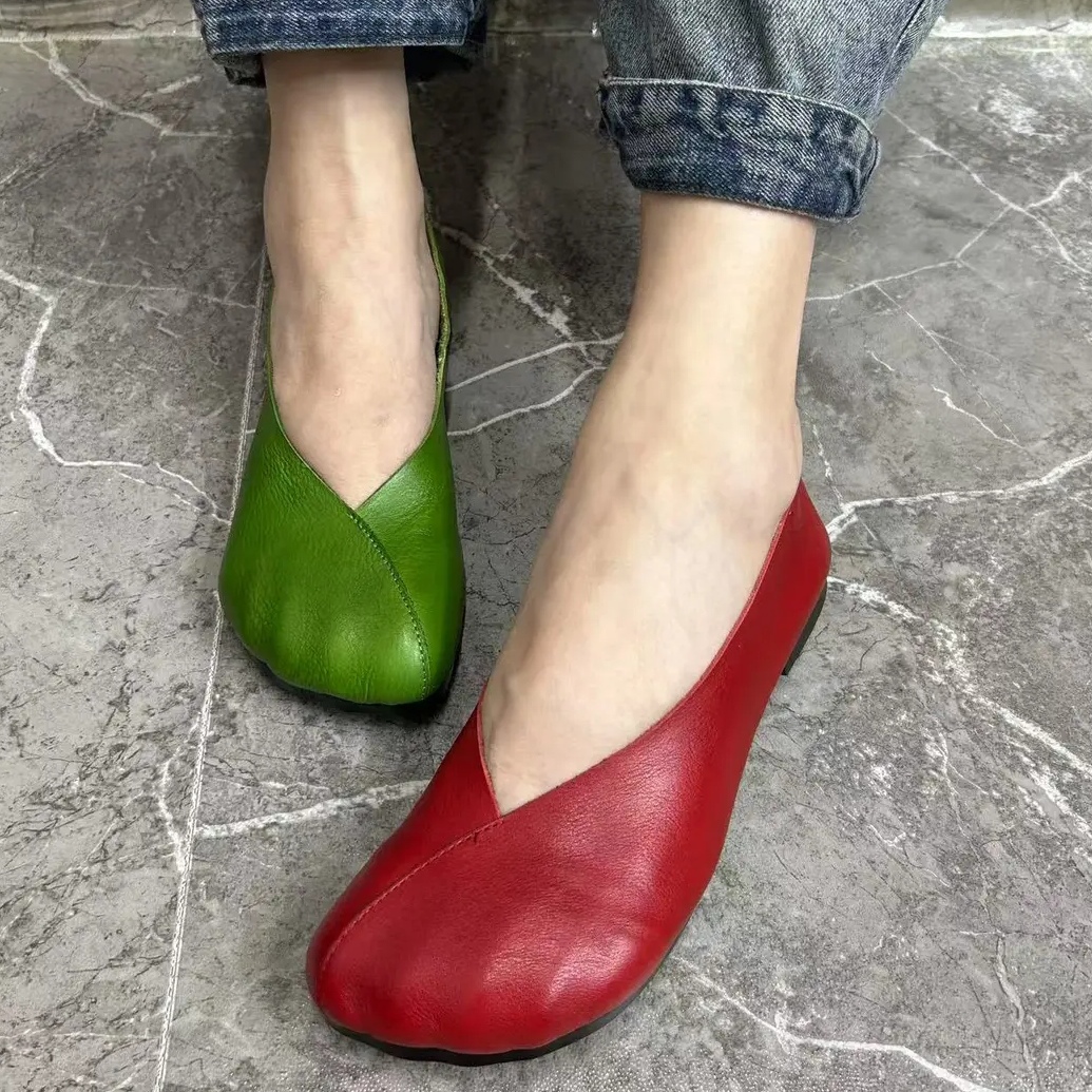 829-6新品复古时尚牛皮牛筋软底舒适百搭休闲女士低邦休闲鞋单鞋