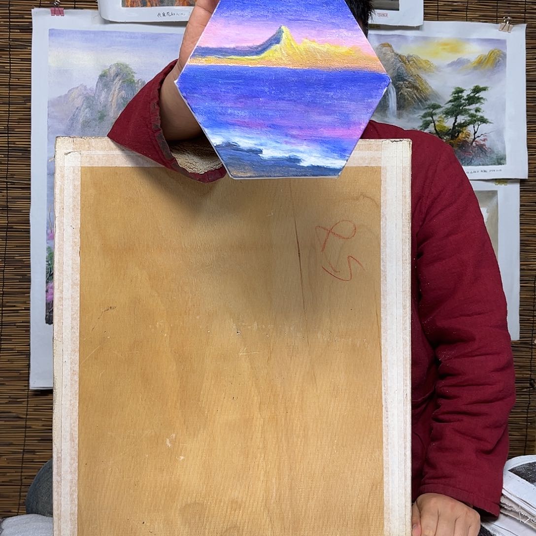 油画行路人小院绘画作品竞拍成功