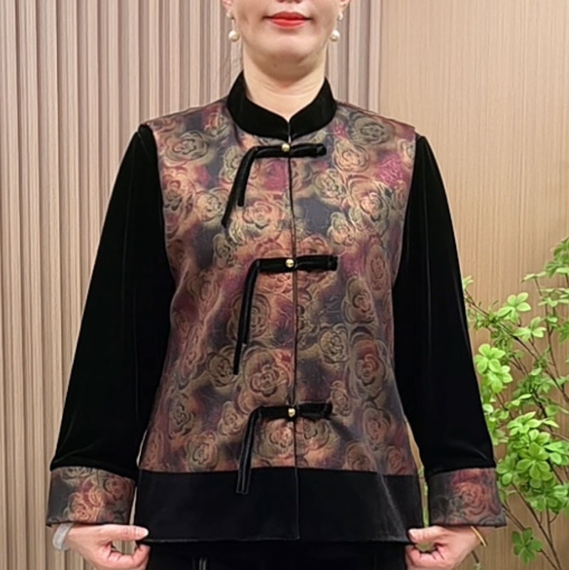妈妈装秋装国风马甲套装中老年女装秋季新中式盘扣坎肩两件套上衣