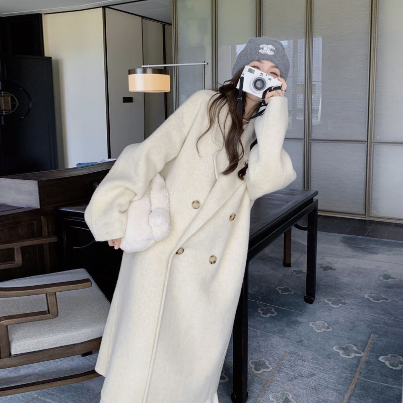 大牌断码白鸭羽绒服内胆双面绒毛呢大衣女中长款秋冬季高端高档次