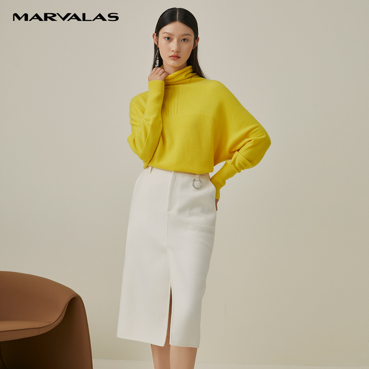 【力力淘】羊毛呢半身裙包臀裙气质中长款裙子230656-96550