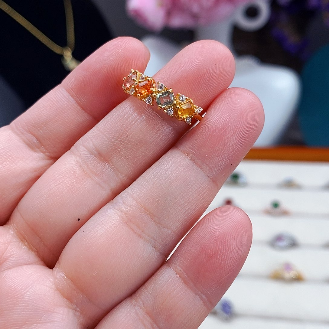 蓝宝石戒指银S925镶嵌