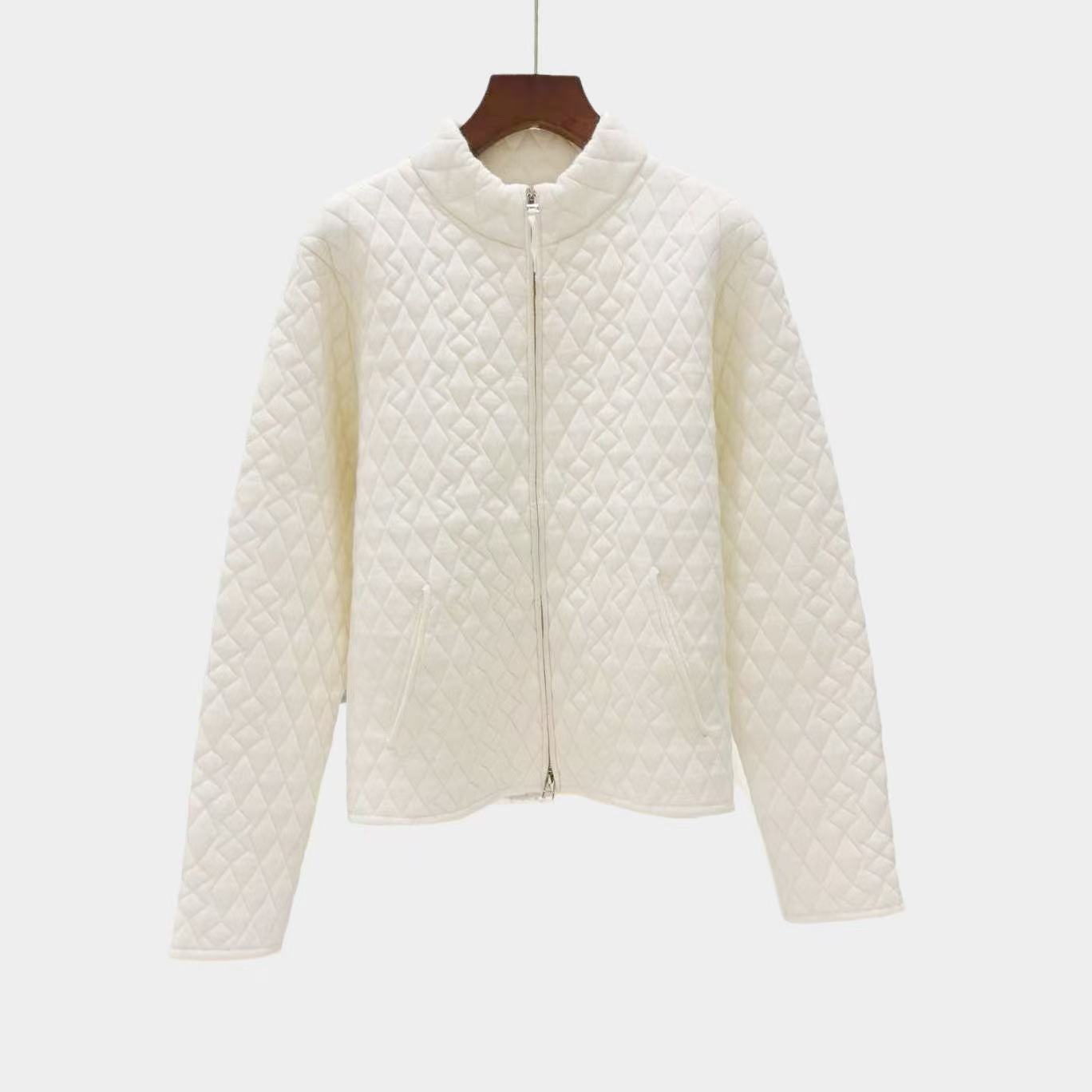 【糖糖】’羊毛菱格长袖外套冬季短款‘轻薄保暖修身显瘦内胆秋冬女款