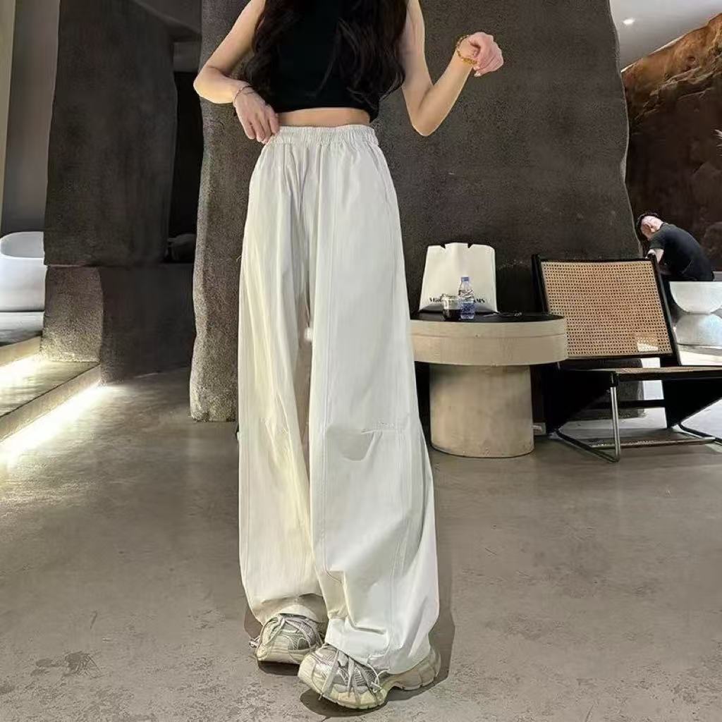7923 速干工装裤女夏季薄款新款高腰宽松束脚运动裤子