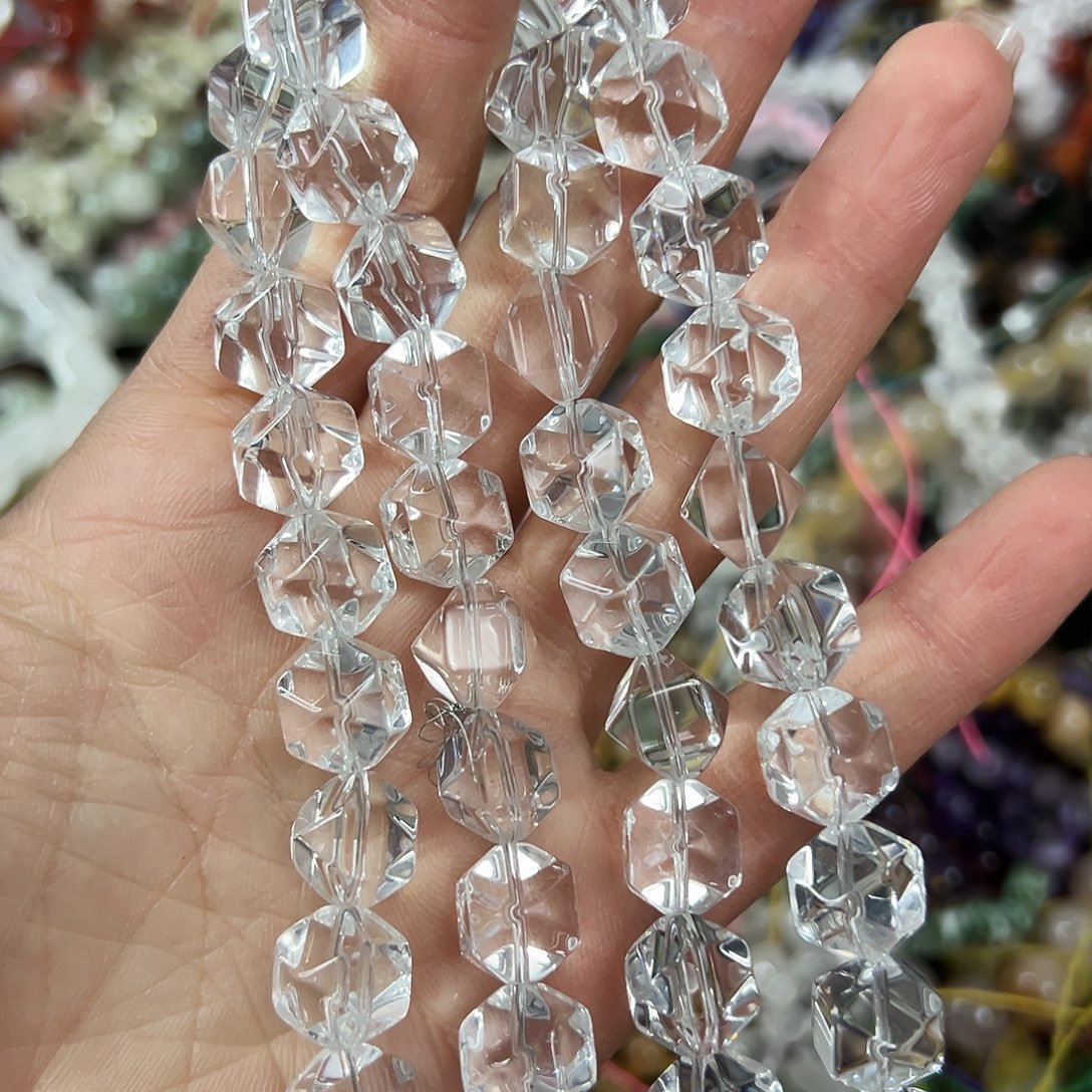 玛瑙/玉髓未镶嵌珠宝半成品，压电白水切面大长条