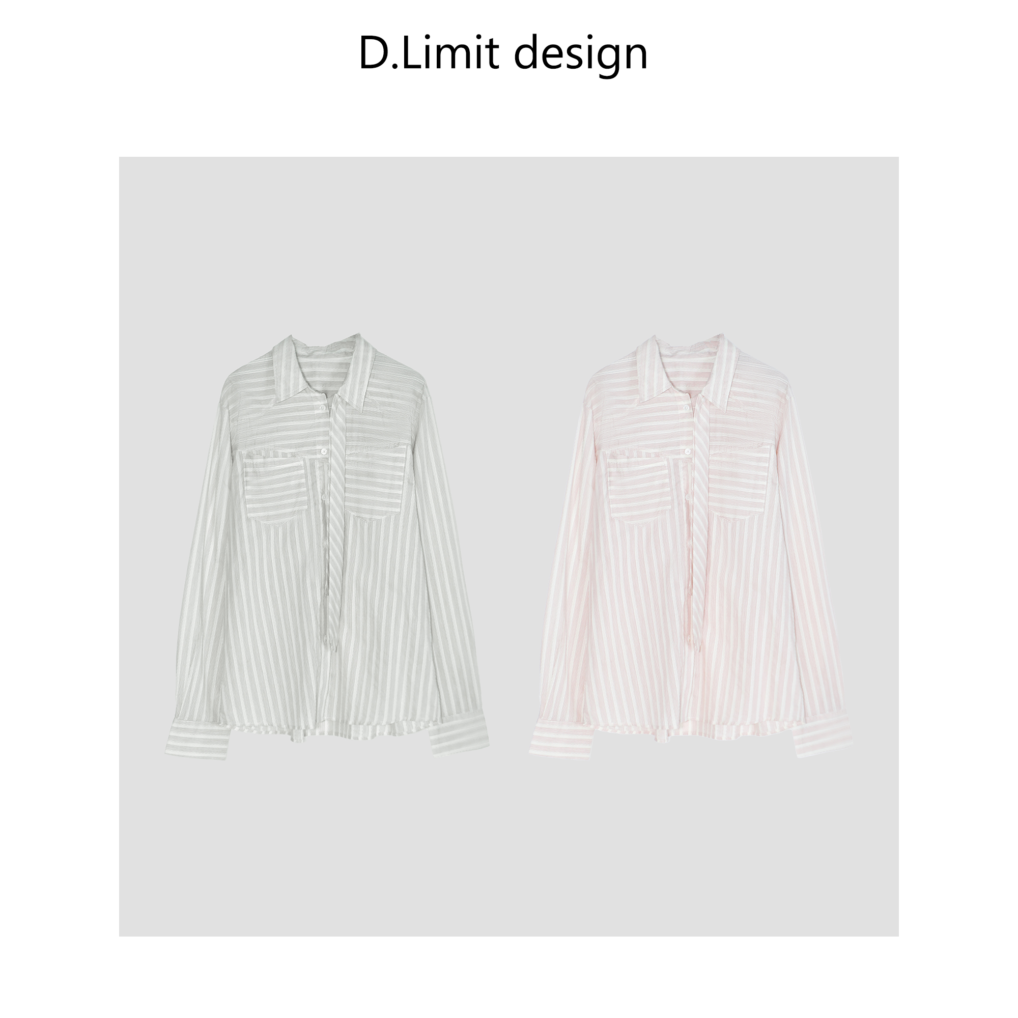 【D.Limit design】慵懒风撞色竖条纹领带衬衫DLCK2305
