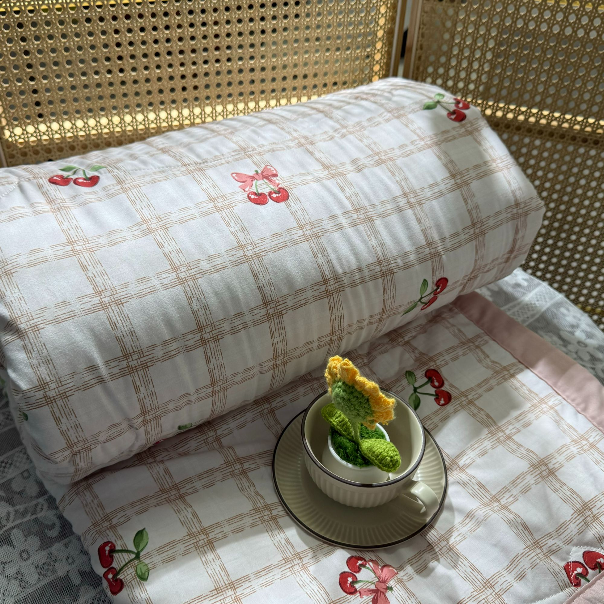 （红了樱桃）200*230可爱风四季柔软云纱棉夏凉被被