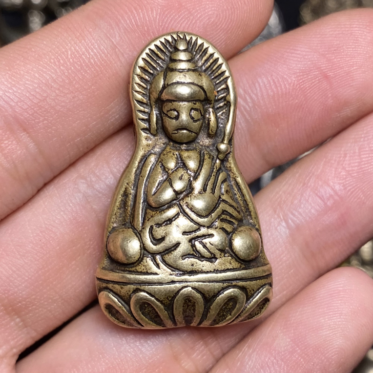 铜吊坠 藏区莲花生大师佛牌挂件随身挂饰