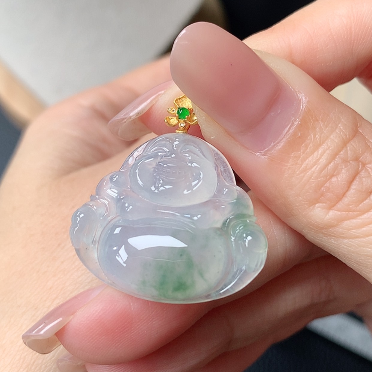 【闪购商品】翡翠吊坠(赠链)18K金镶嵌