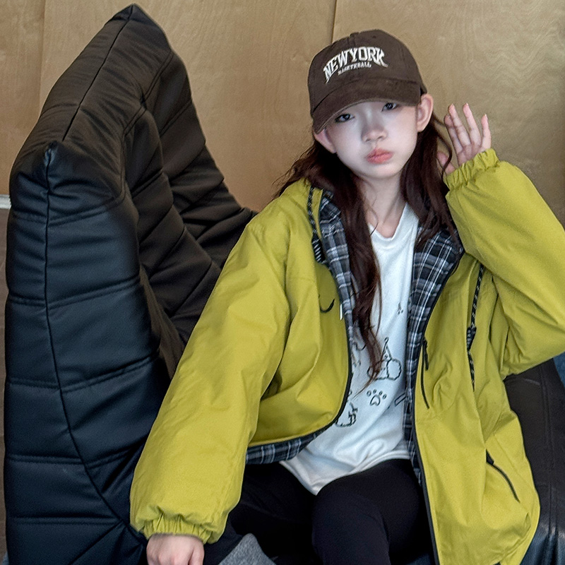 【醒妈家】女童加棉外套2025冬装新款中大童时髦冲锋衣两面穿外套