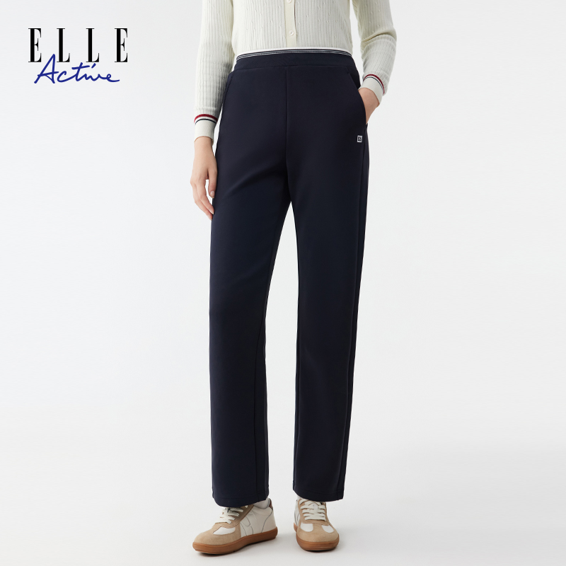 ELLE Active新款经典简约直筒休闲裤女士宽松舒适时尚百搭长裤子
