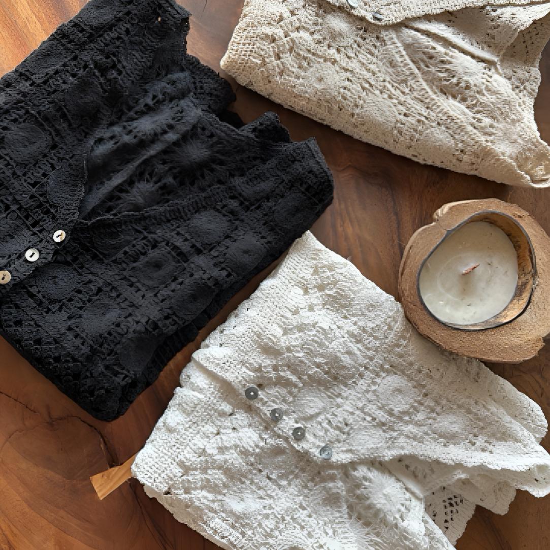 宽纱水溶度假风马甲 镂空设计 时尚立体 适配多种穿搭