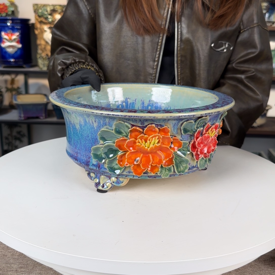 红陶一风堂石湾盆。