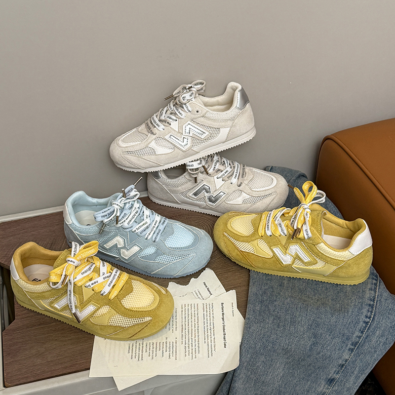 【爆款推荐】夏季新款奶油风网面透气德训鞋百搭休闲运动软底软面女