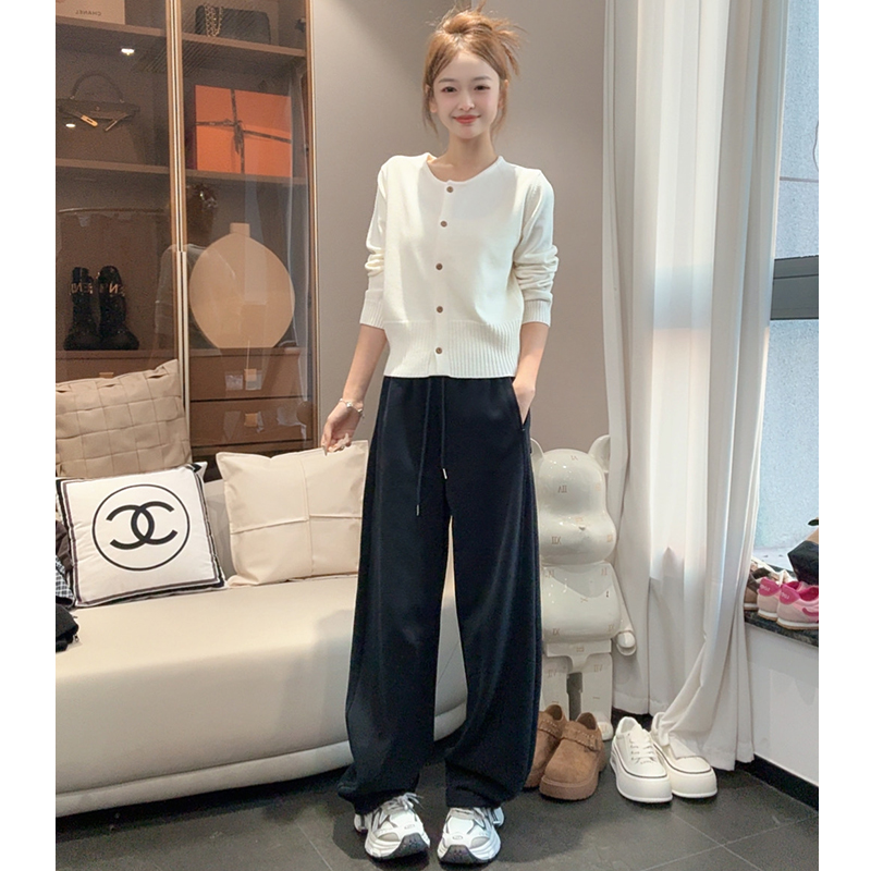 9007新款2025年秋季宽松卫裤直筒休闲阔腿弯刀运动裤女束脚长裤子