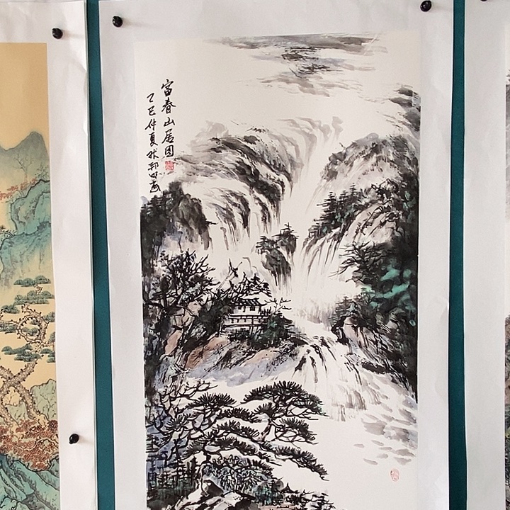国画三尺手绘山水