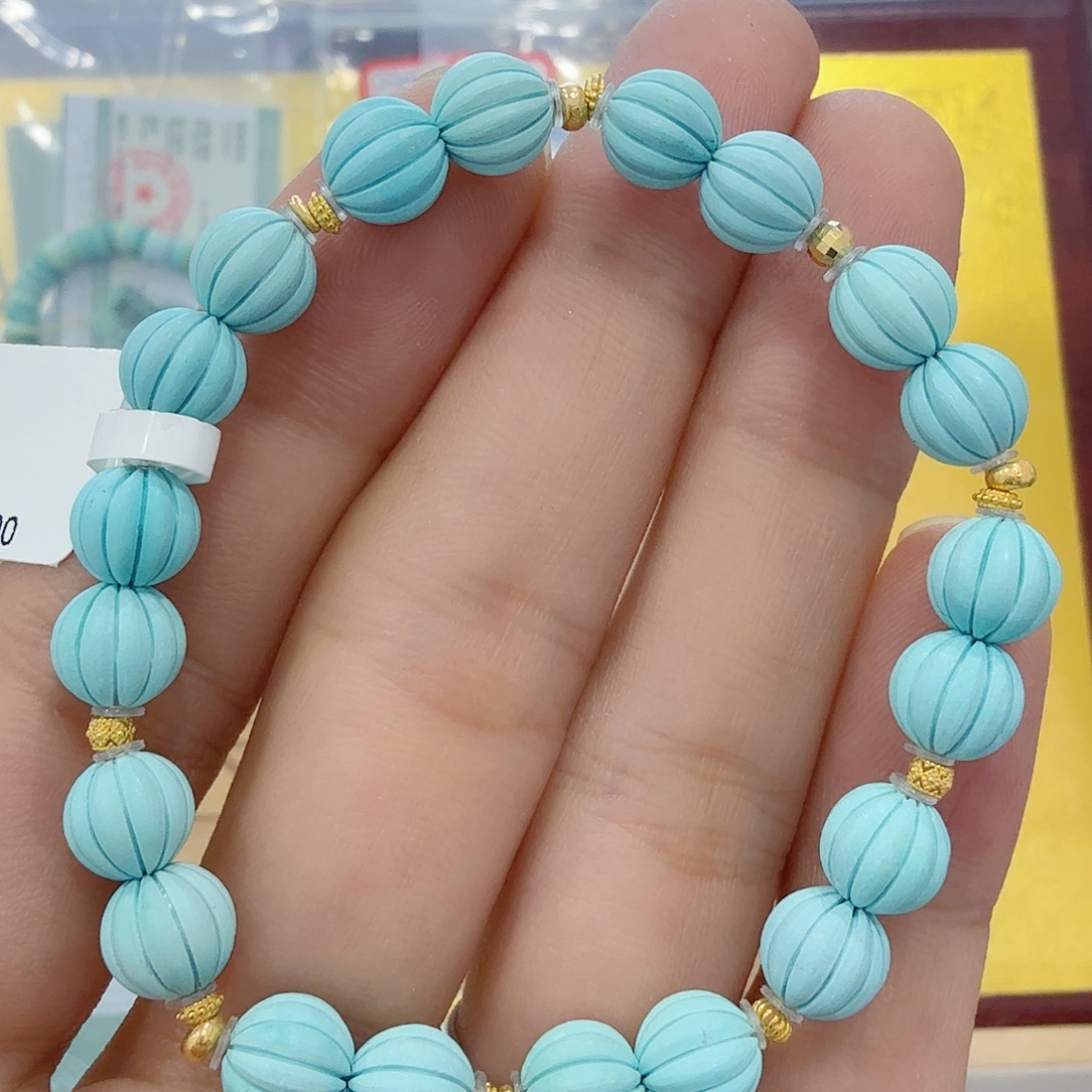 绿松石18K金镶嵌珠宝奇石